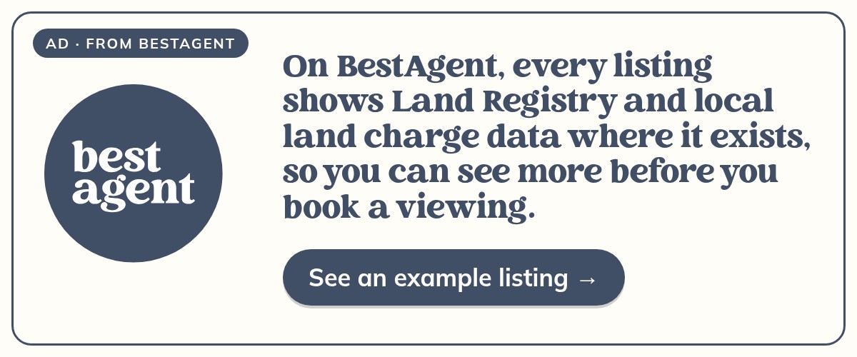 On BestAgent, every listing shows Land Registry and local land charge data where it exists, so you can see more before you book a viewing.